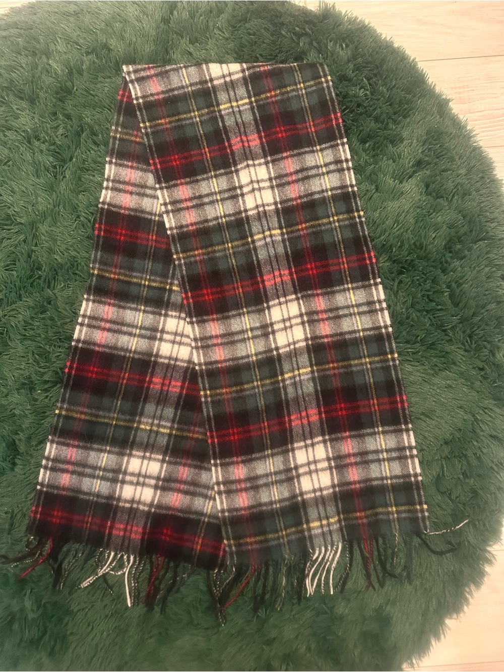 Louisa Perni 100% Cashmere Checkered Scarf - Red, Black & White